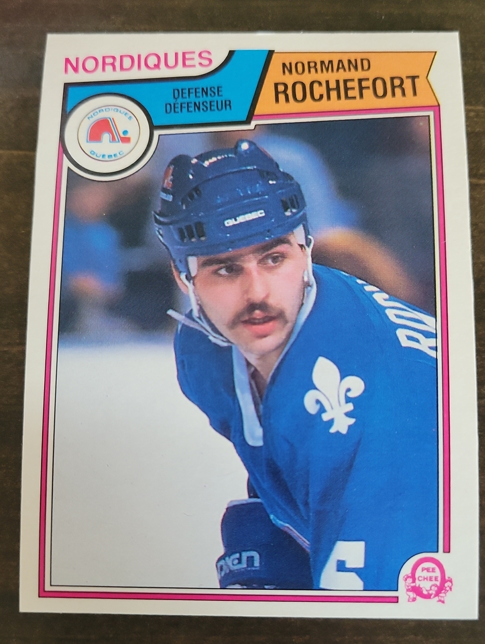 1983/84 OPC Normand Rochefort Nordiques Hockey Card - Blue